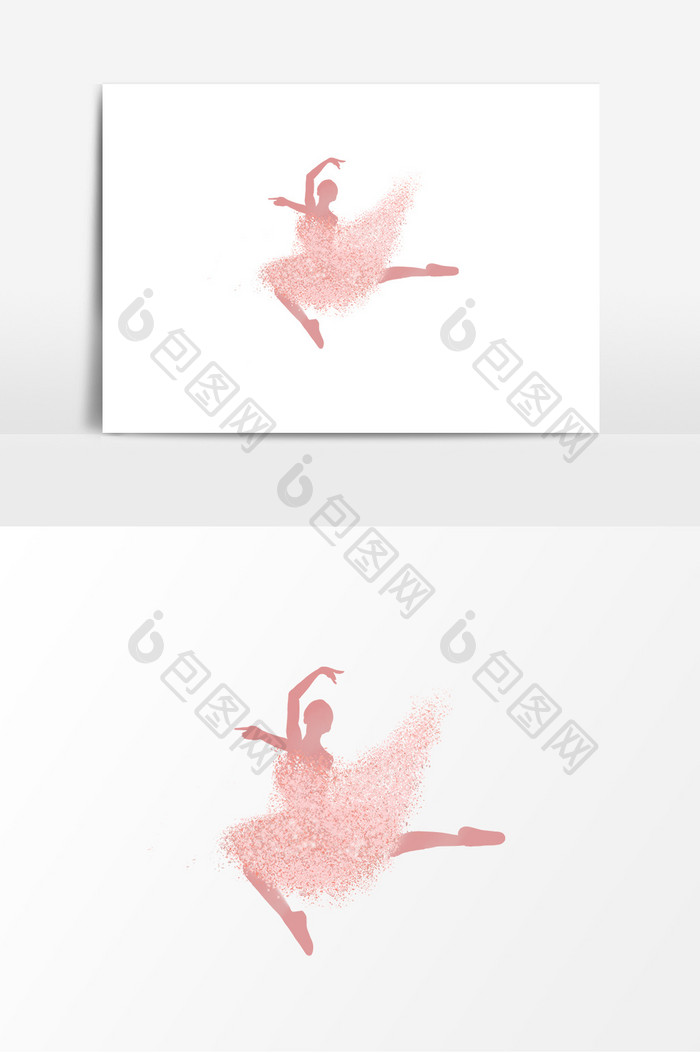 玫瑰金芭蕾舞者跳跃碎片风形象元素