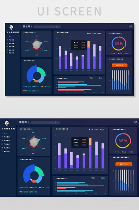 酷炫黑销售数据分析后台管理网页界面