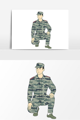 手绘迷彩服军人元素图片下载