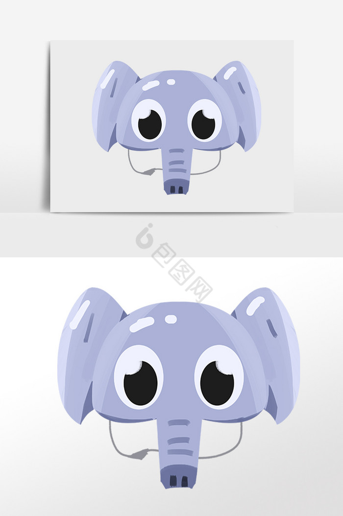 儿童大象面具插画图片