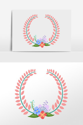 植物花朵装饰花环边框插画