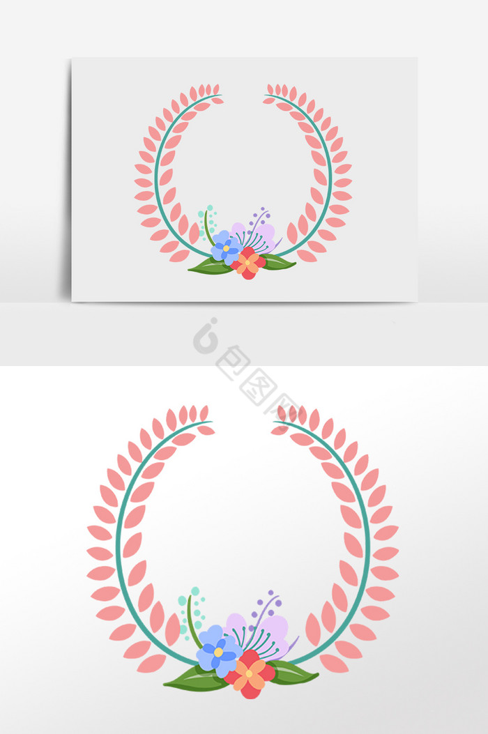 植物花朵装饰花环边框插画图片
