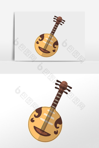 手绘传统音乐乐器阮插画图片