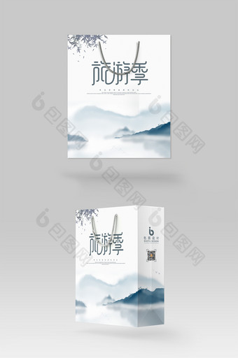 中国风大气山水旅游纪念品手提袋设计模板图片