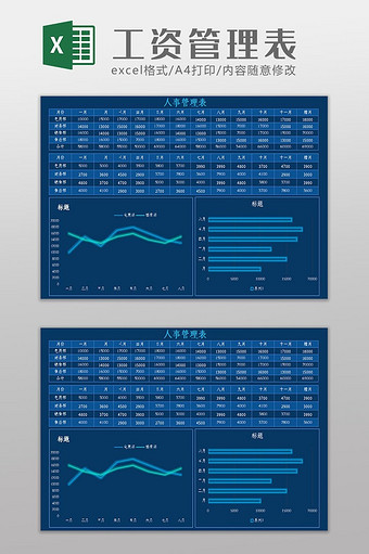 工资管理科技可视化Excel模板图片