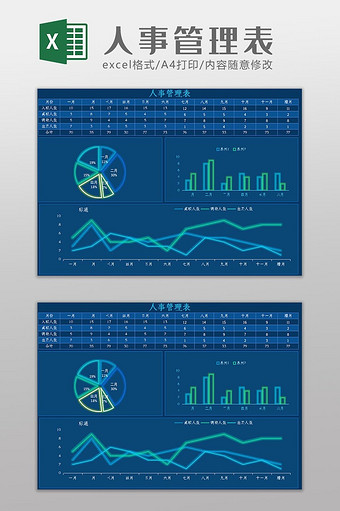 人事管理表科技可视化Excel模板图片