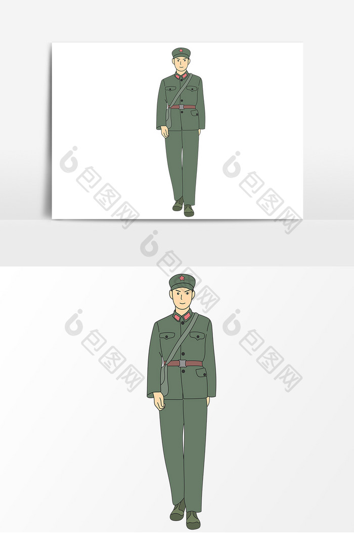 手绘红军形象卡通元素
