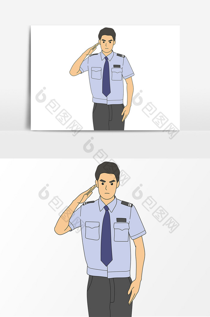手绘敬礼警察卡通 Psd素材 包图网 手绘敬礼警察卡通 Psd素材 包图网