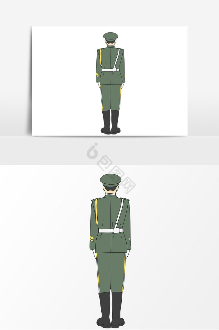 站立的军人背影