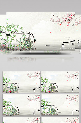 中国风中式地产复古庭院背景视频pr模板图片
