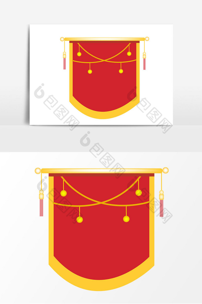 红色装饰锦旗矢量元素
