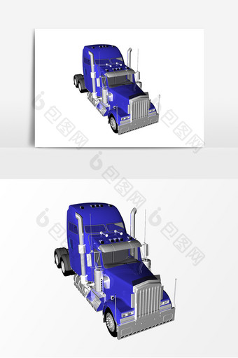 大型蓝色卡车车头图片