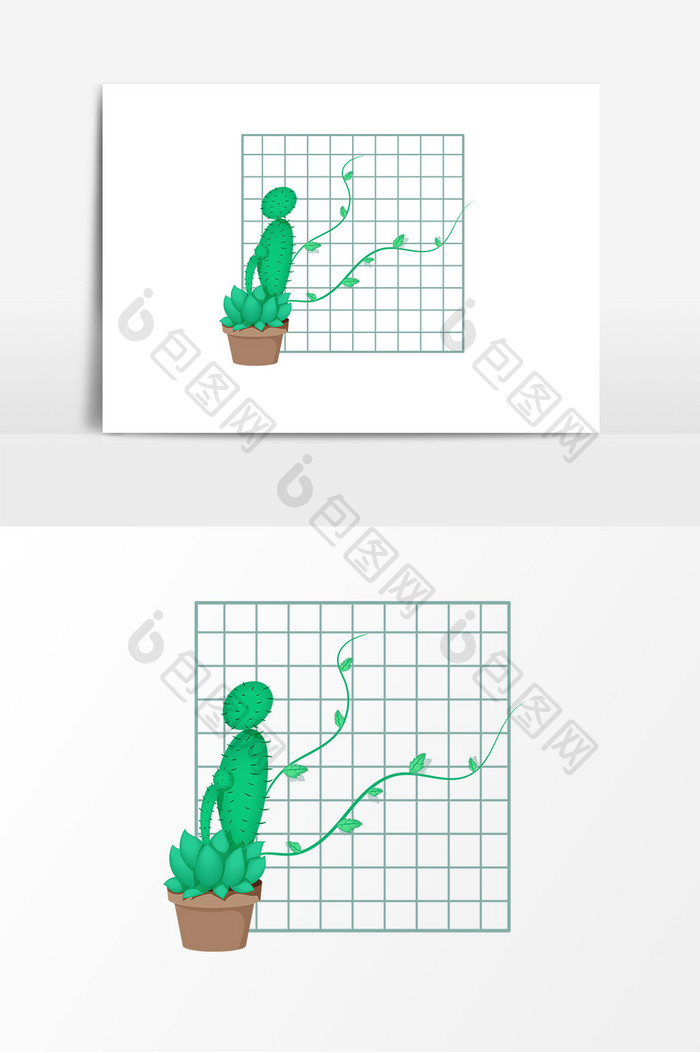 卡通仙人掌多肉元素
