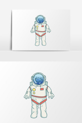手绘卡通小清新插画人类月球日宇航员