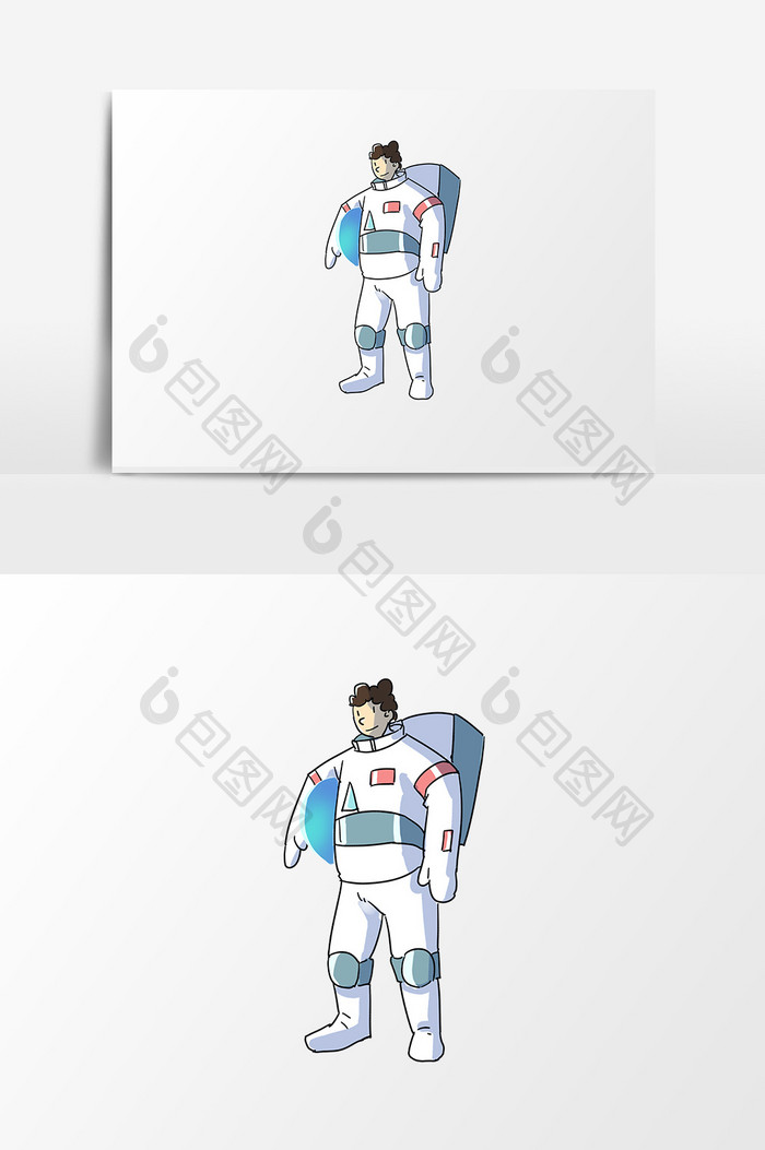 手绘卡通小清新人类月球日宇航员宇航服白色