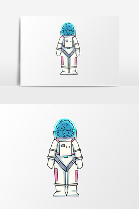 手绘卡通小清新插画人类月球日宇航员宇航服