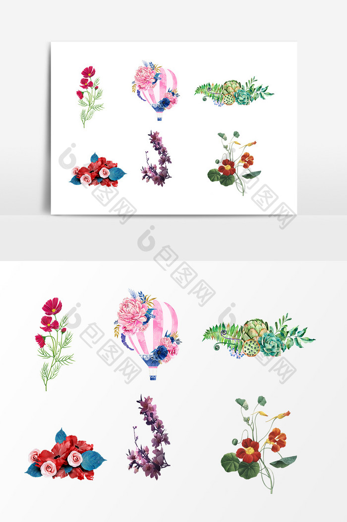 卡通彩色植物花朵设计素材