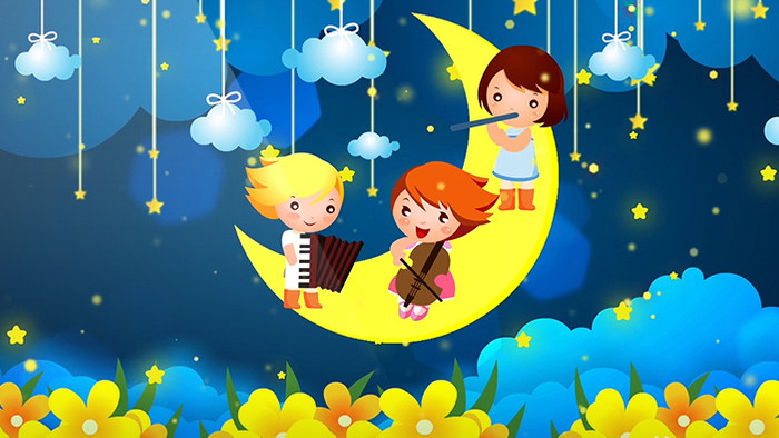 卡通月亮孩子演唱背景
