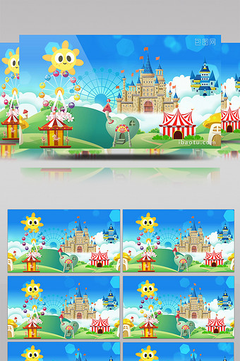 卡通城堡乐园舞台背景图片