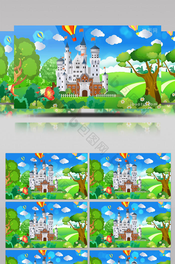 卡通城堡房子背景