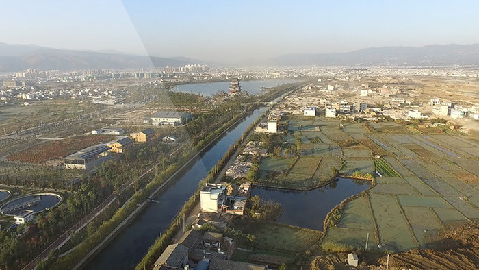 航拍东河沿岸素材