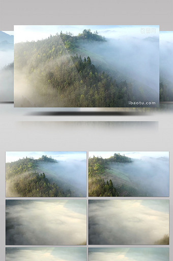 航拍大气黄山日出薄雾云海苍山峻岭图片