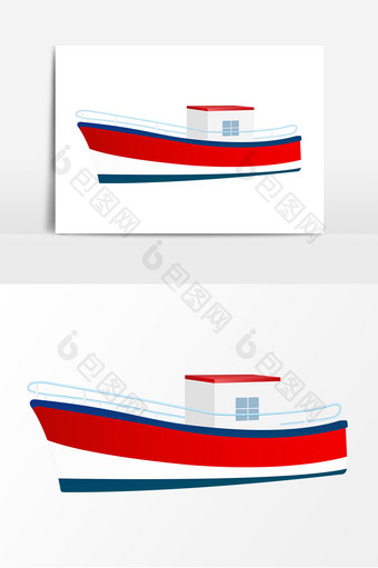 卡通风海军轮船轮渡游轮货轮矢量元素图片