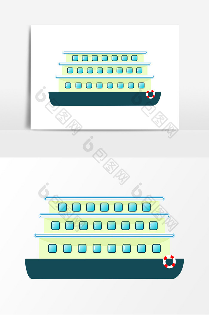 卡通风轮船游轮客轮观光轮船矢量元素