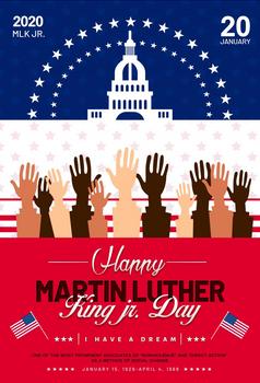 马丁·路德·金纪念日红色的轮廓