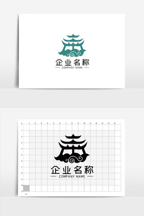 简约时尚建筑亭台LOGOVI模板