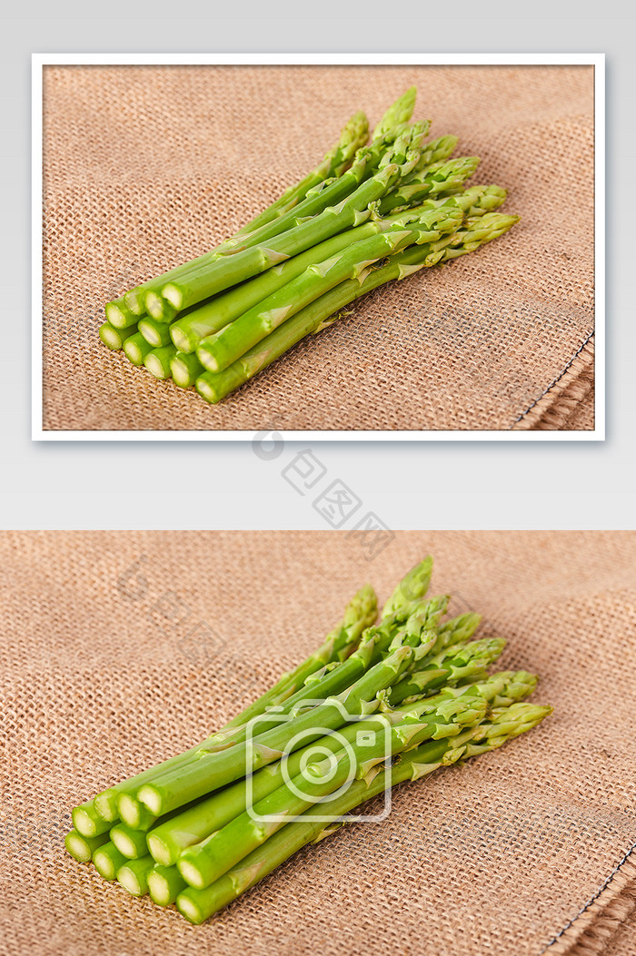 绿色芦笋新鲜蔬菜麻布配菜美食摄影图片