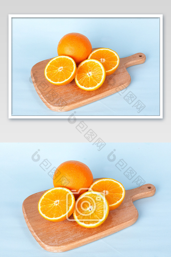 橙色橙子新鲜水果果肉砧板切开美食摄影图片图片