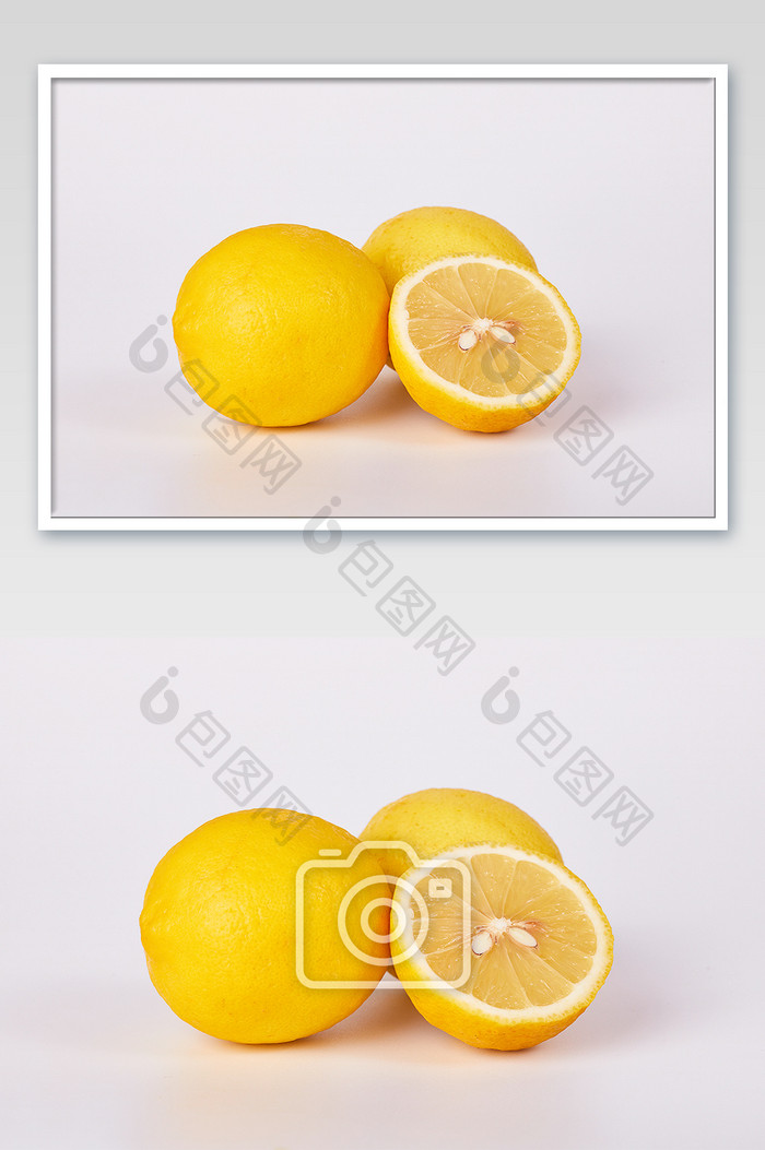 黄色柠檬水果切片新鲜果肉摄影图片