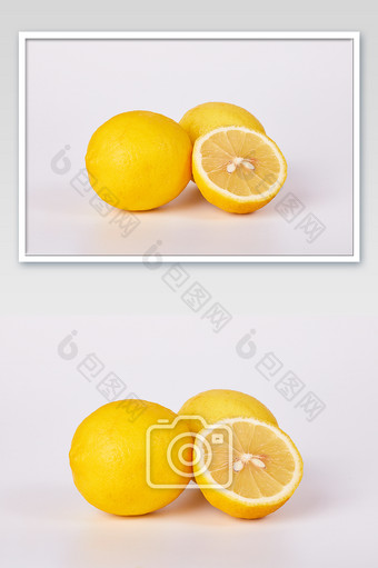 黄色柠檬水果切片新鲜果肉摄影图片
