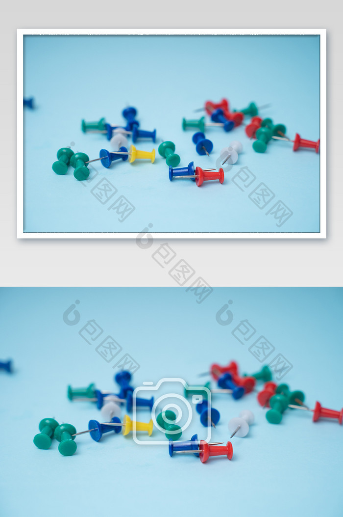 工具钉子熟料图钉彩色办公用品摄影图