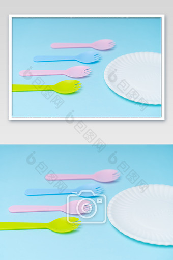 西式工具塑料汤勺可爱蛋糕粉色摆拍摄影图图片