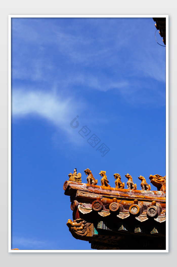 蓝天白云故宫古建筑祥瑞特写图片