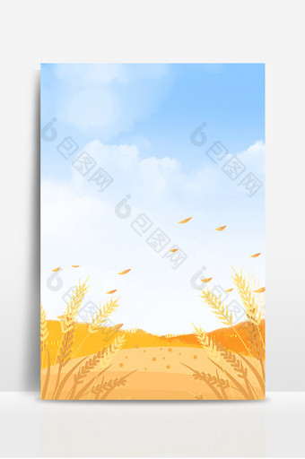手绘金色成熟麦穗小麦插画秋季立秋背景图片