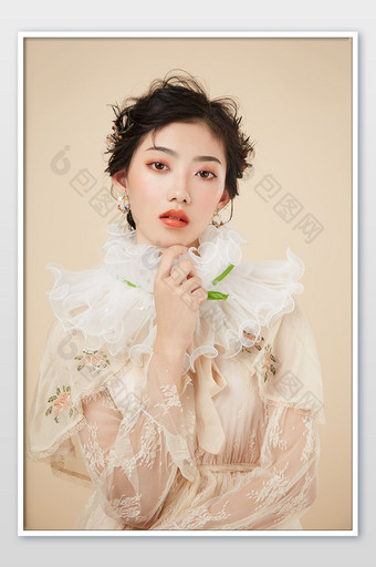 宫廷气质美女华丽宫廷妆容杂志海报封面图图片