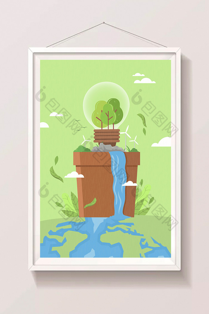 环保绿化低碳保护环境海报闪屏app插画