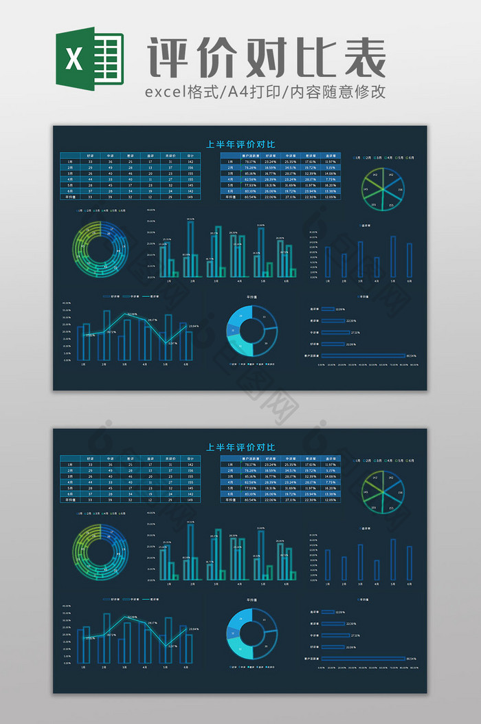评价对比表科技风Excel模板