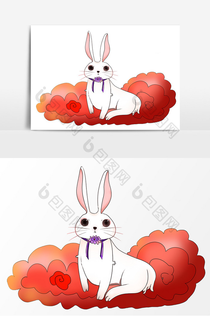中秋节玉兔卡通图案