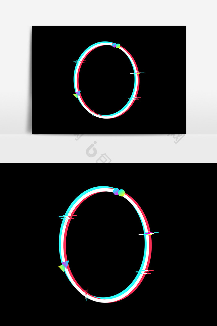抖音风故障风椭圆边框图片图片