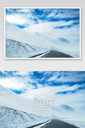 西藏高原雪山道路