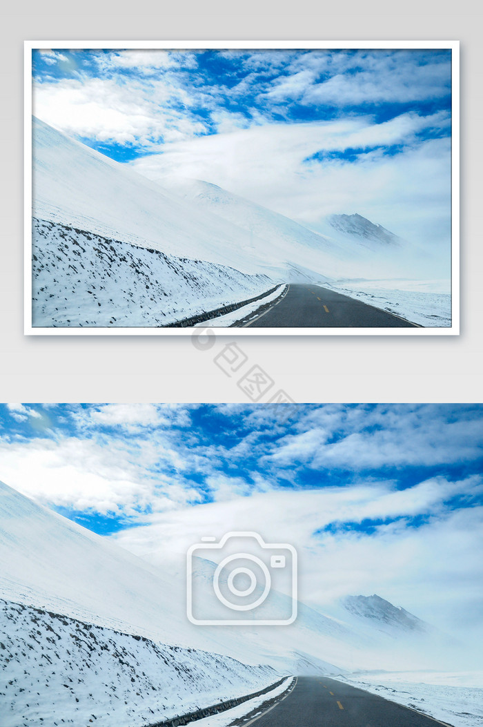 西藏高原雪山道路图片