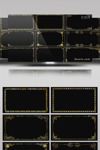 9组带通道金色矩形边框装饰元素图片