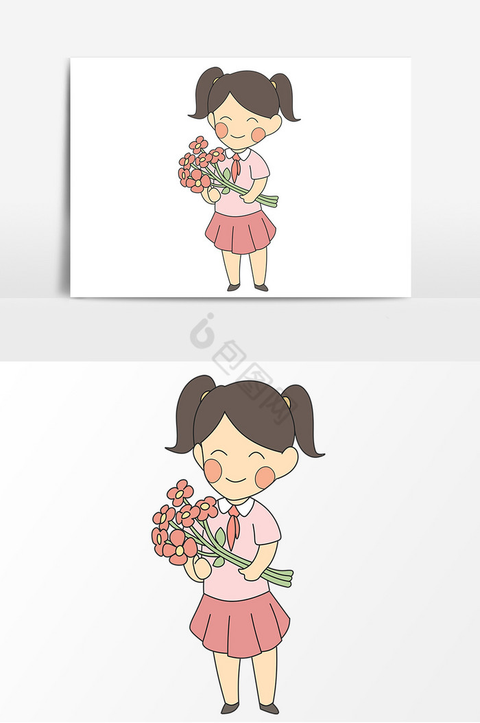 手捧鲜花送鲜花的小女孩图片