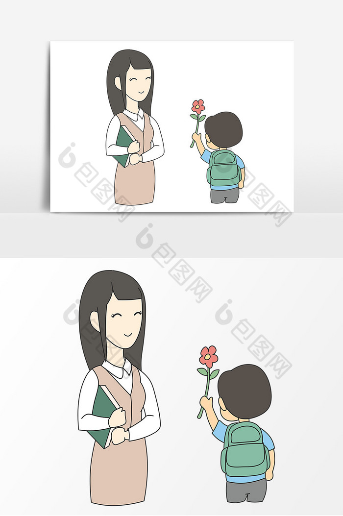 教师节送鲜花的小男孩感恩于祝福图片