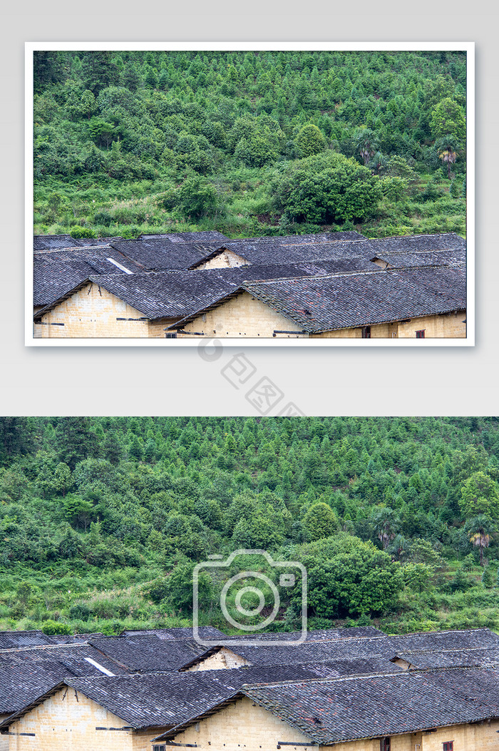 农村小瓦房泥房子建筑山村风景摄影图