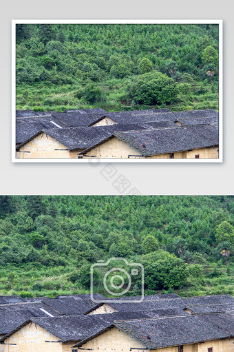 农村小瓦房泥房子建筑山村风景摄影图图片